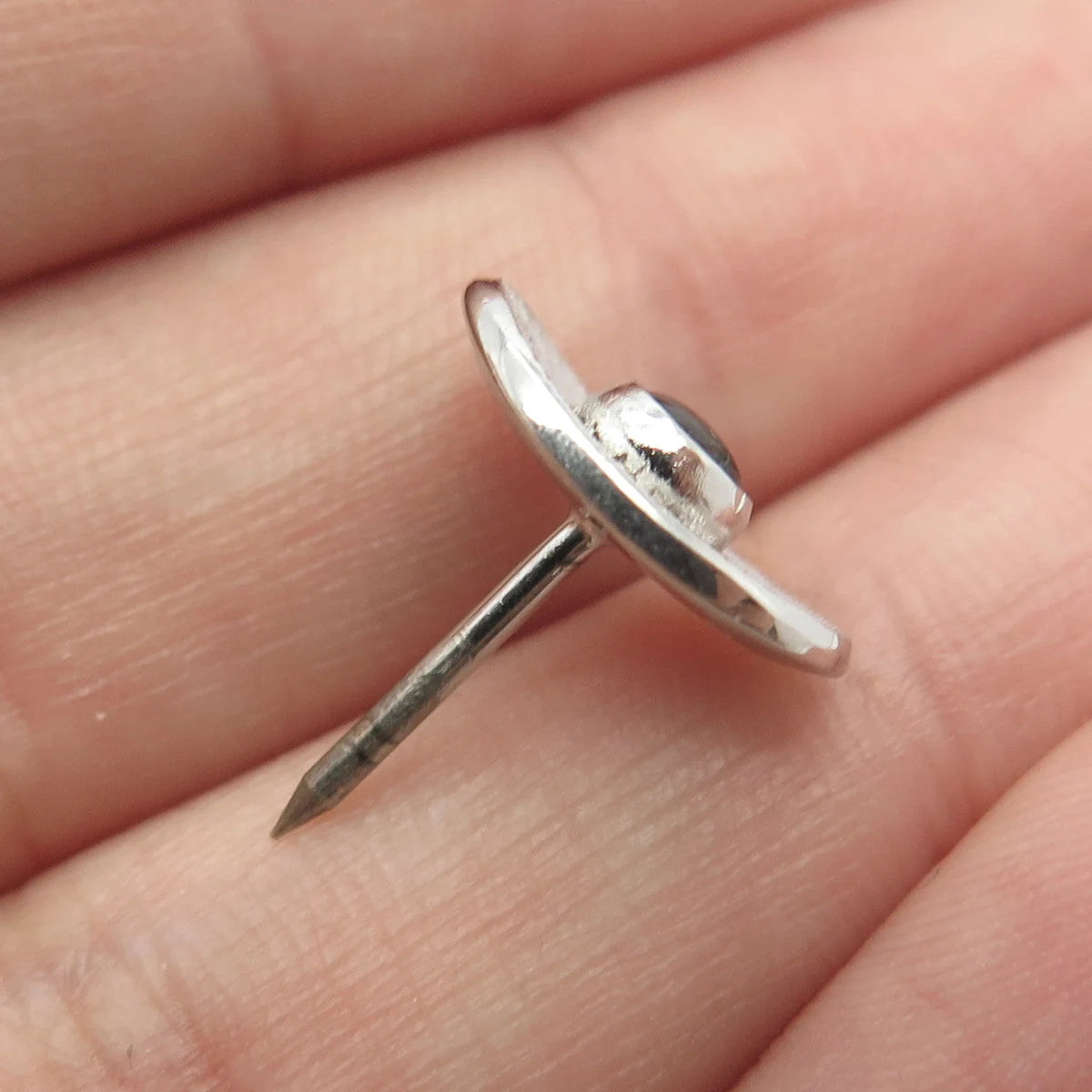 925 Sterling Silver Vintage Real Mother-of-Pearl Textured Tie Clip