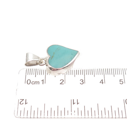 ANNIKA WITT Sterling Silver Vintage Mexico Real Turquoise Heart Charm Pendant