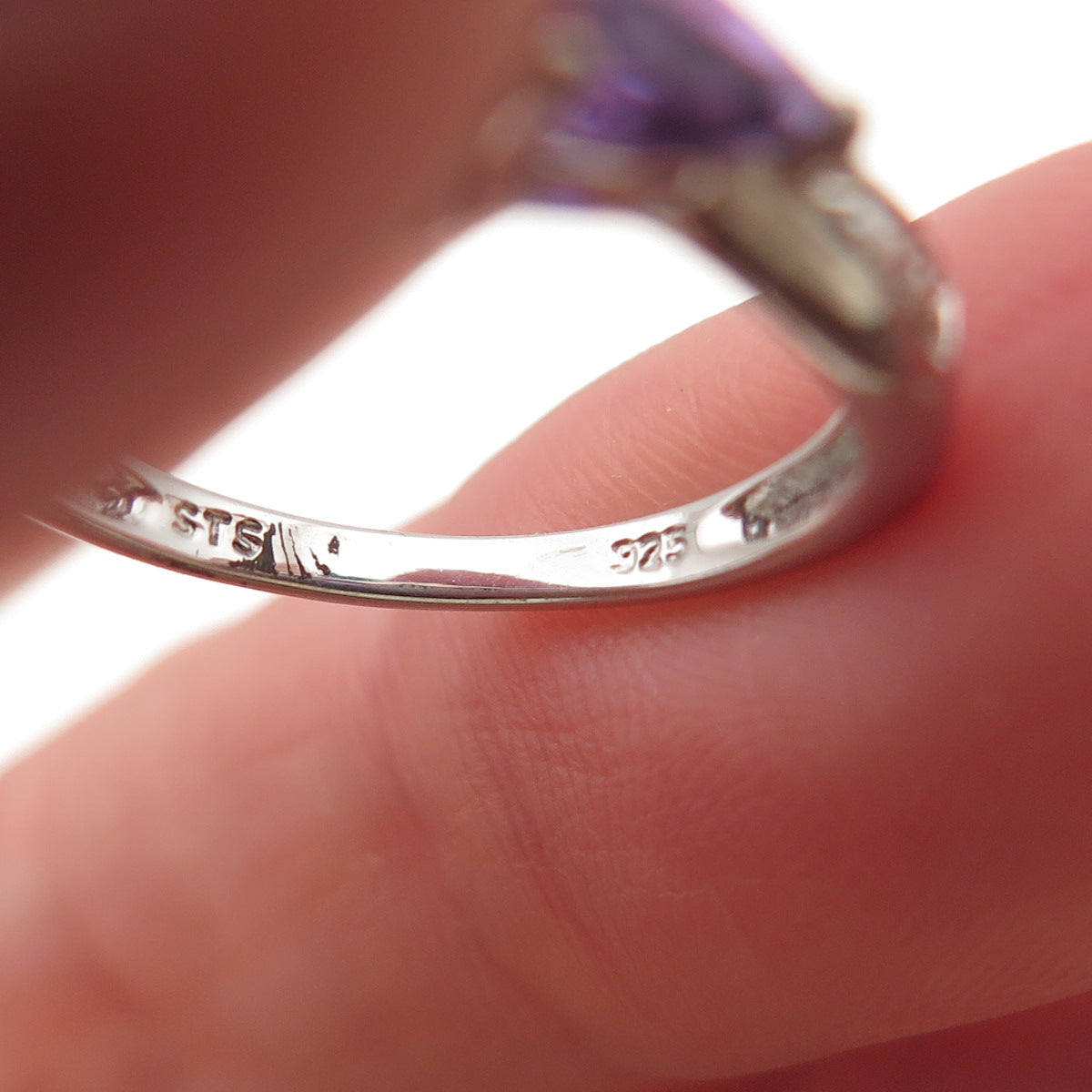 Chuck Clemency 925 Sterling Silver Real Turquoise & Amethyst Ring Size 5.25