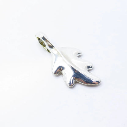 925 Sterling Silver 2-Tone Vintage Carole Leaf Pendant