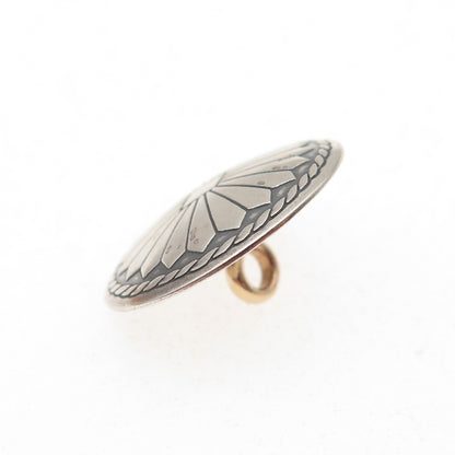 Old Pawn 925 Sterling Silver Vintage Southwestern Concho Oxidized Tribal Button