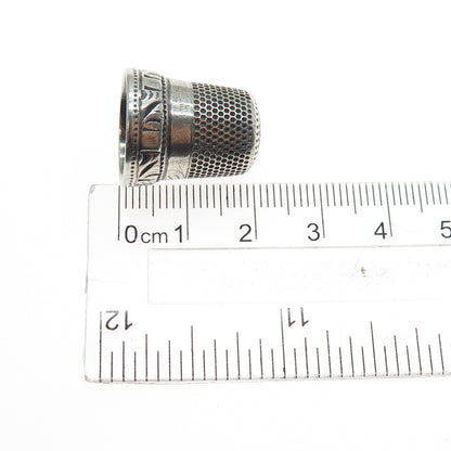 KETCHAM & MCDOUGALL 925 Sterling Silver Antique Engraved Sewing Thimble Size 8