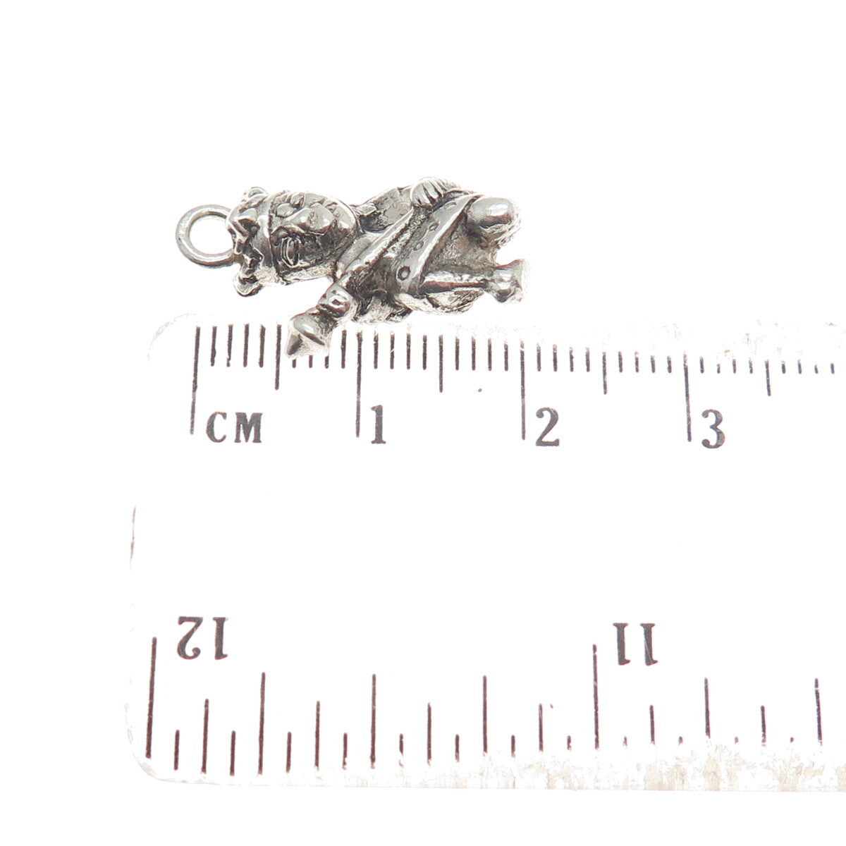925 Sterling Silver Vintage Kneeling King Minimalist Oxidized Charm Pendant