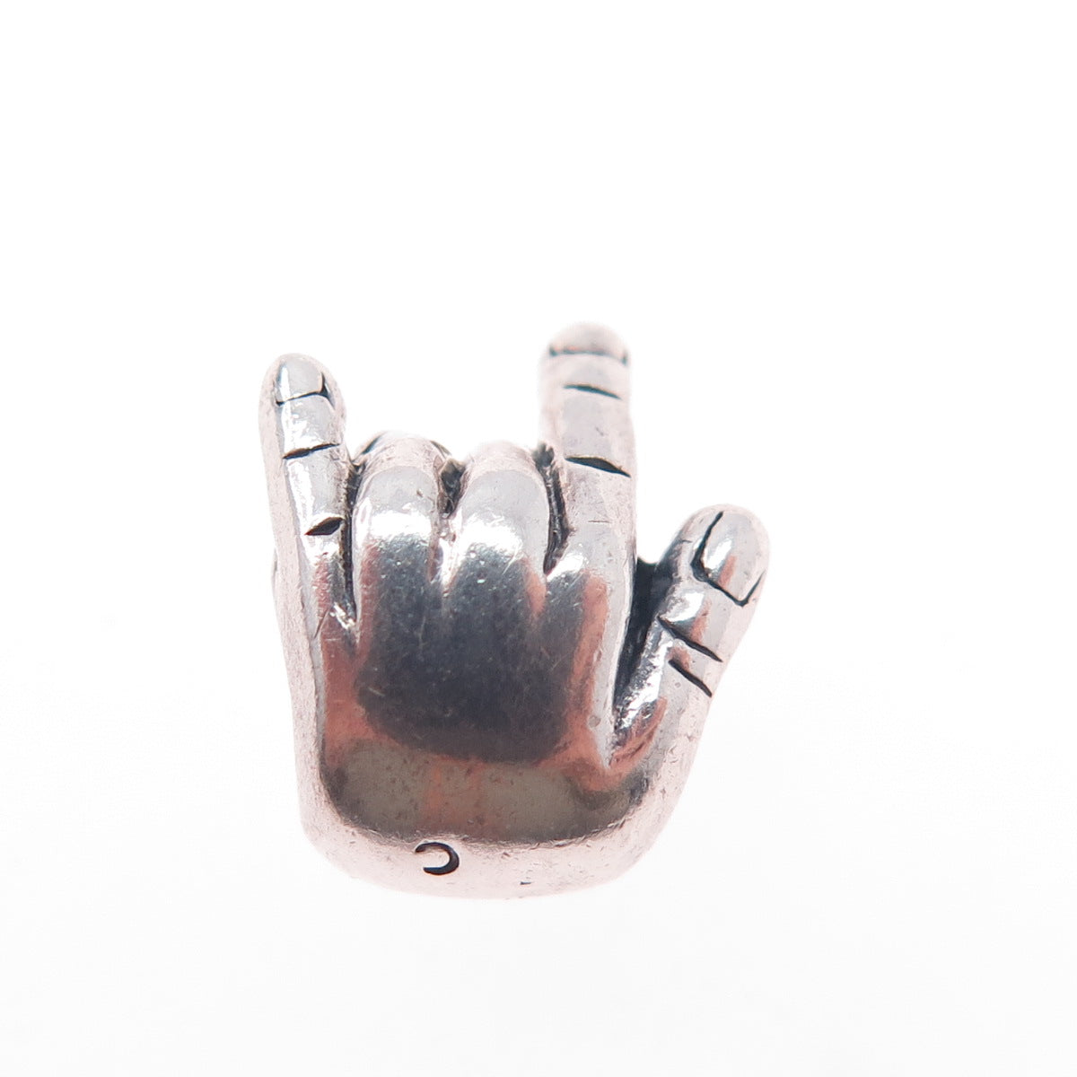 925 Sterling Silver I Love You Sign Slide Bead Charm