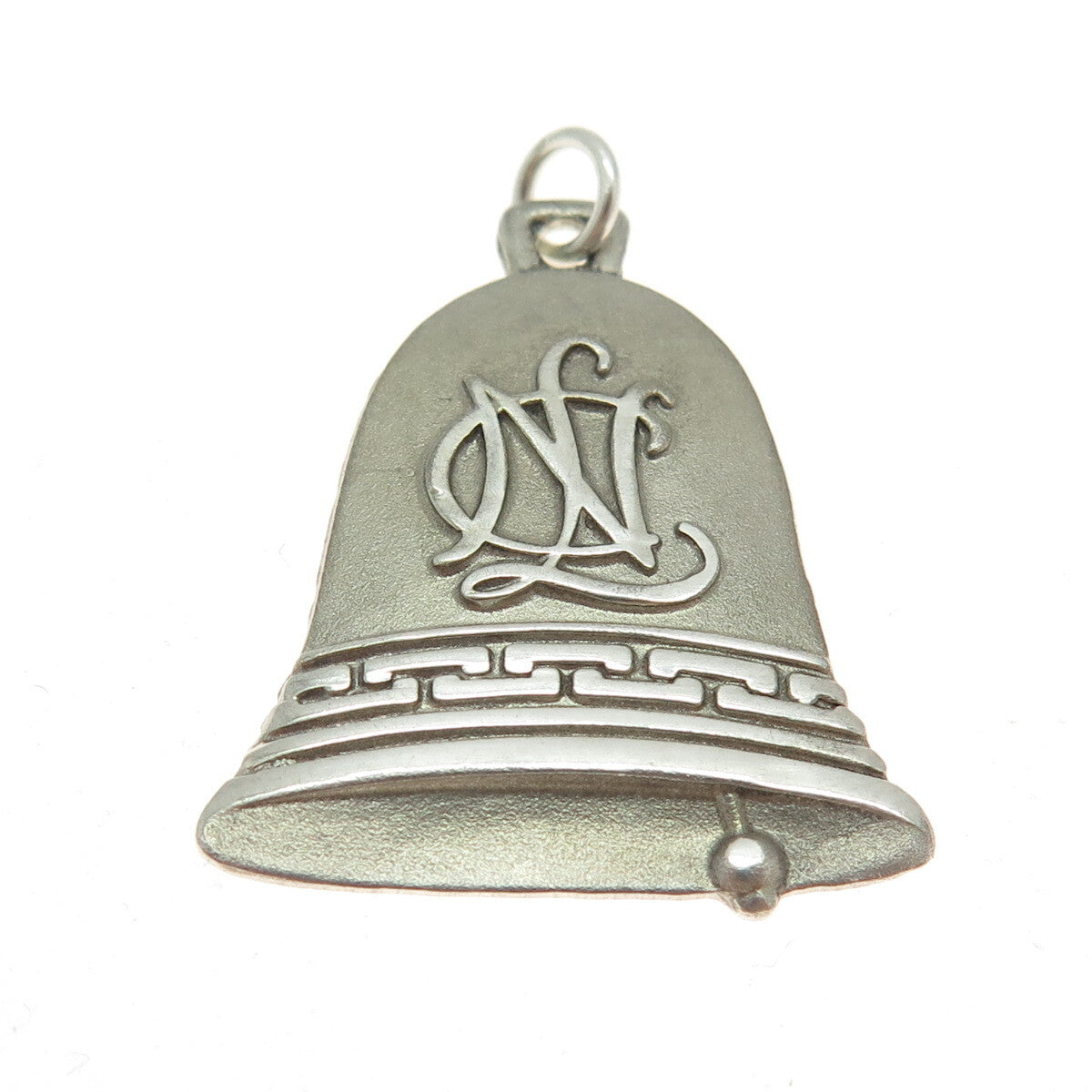 ARINA'S 925 Sterling Silver Vintage "NLS" Signet Bell Pendant