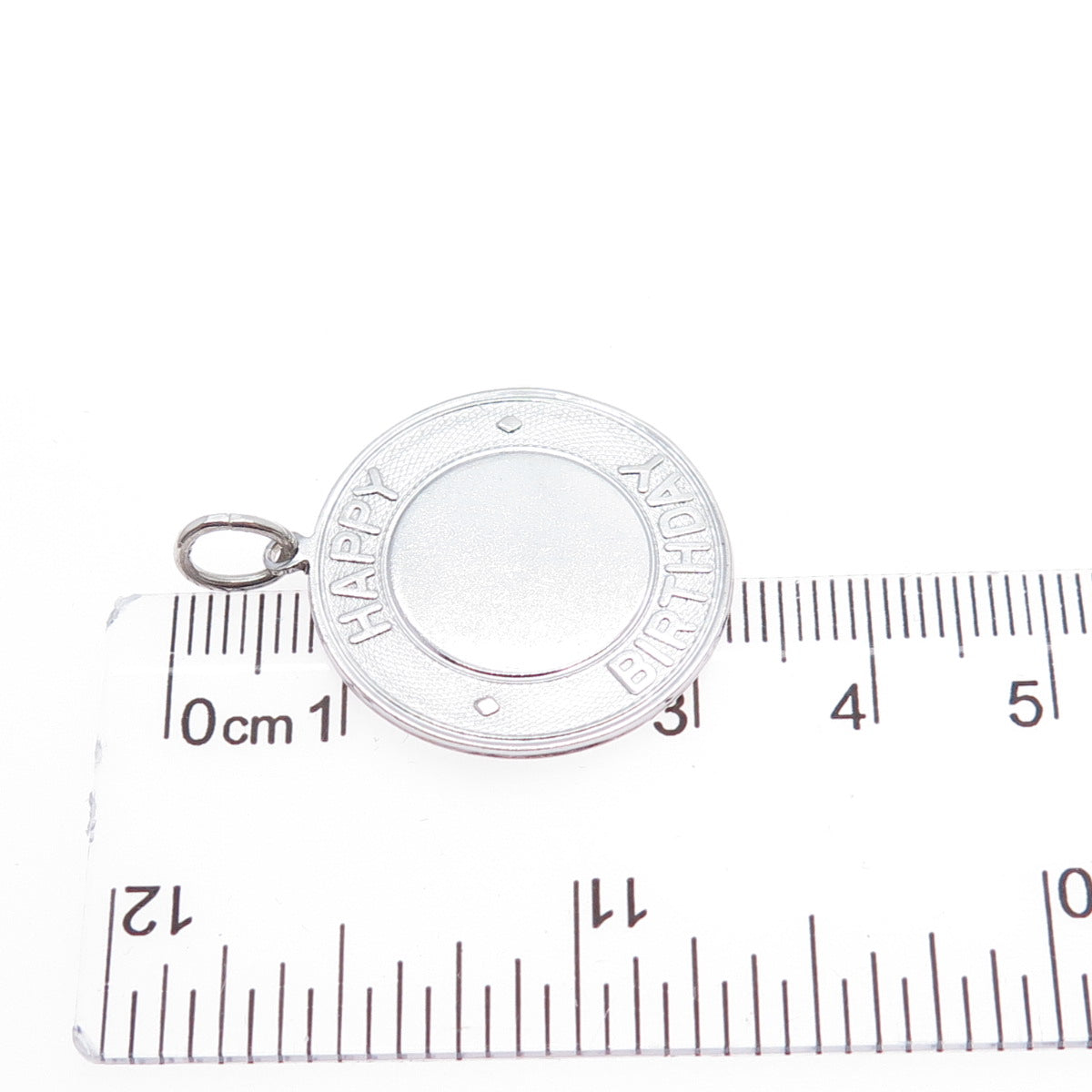 ELCO 925 Sterling Silver Vintage Happy Birthday Round Tag Charm Pendant