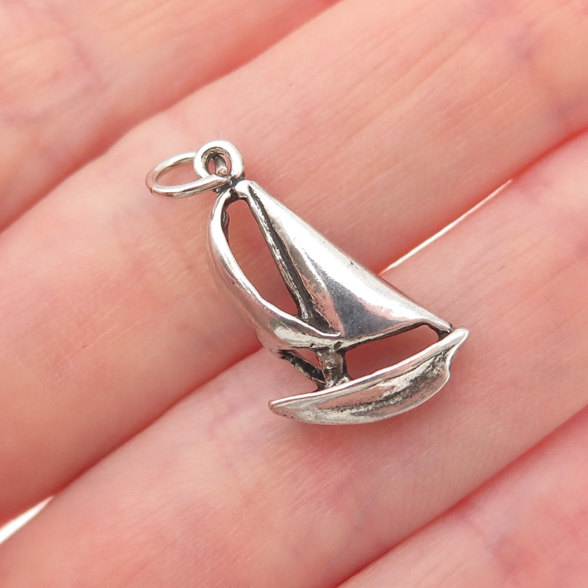 Maisels Indian 925 Sterling Silver Vintage Sailboat Oxidized Mini Charm Pendant