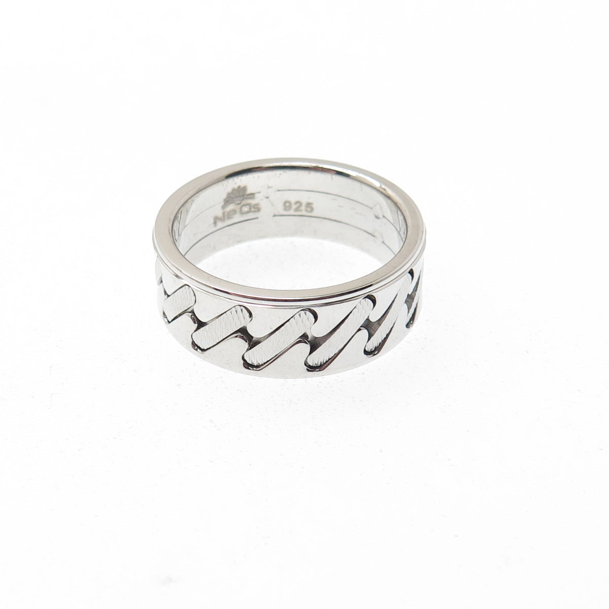 NEOS 925 Sterling Silver Textured Sewing Stitches Band Ring Size 8.75