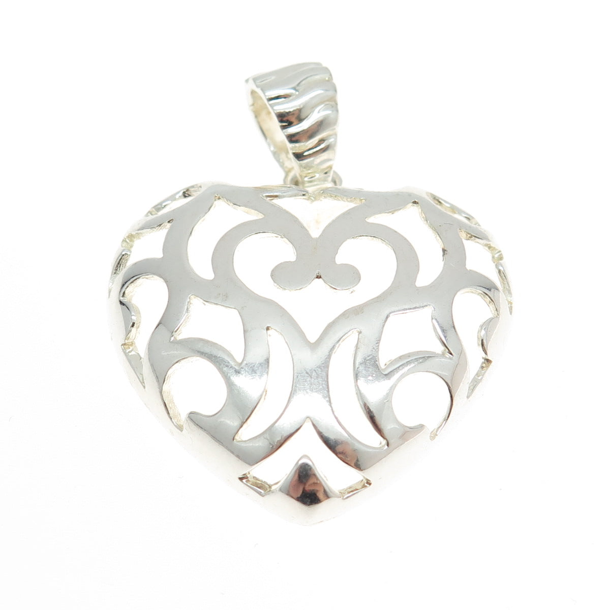 MILOR 925 Sterling Silver Vintage Italy Ornate Heart Pendant