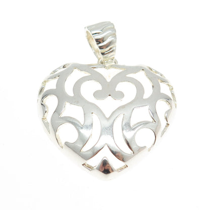 MILOR 925 Sterling Silver Vintage Italy Ornate Heart Pendant