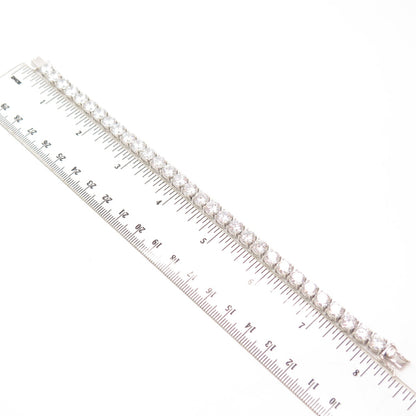 925 Sterling Silver C Z Round Tennis Link Bracelet 7 3/4"