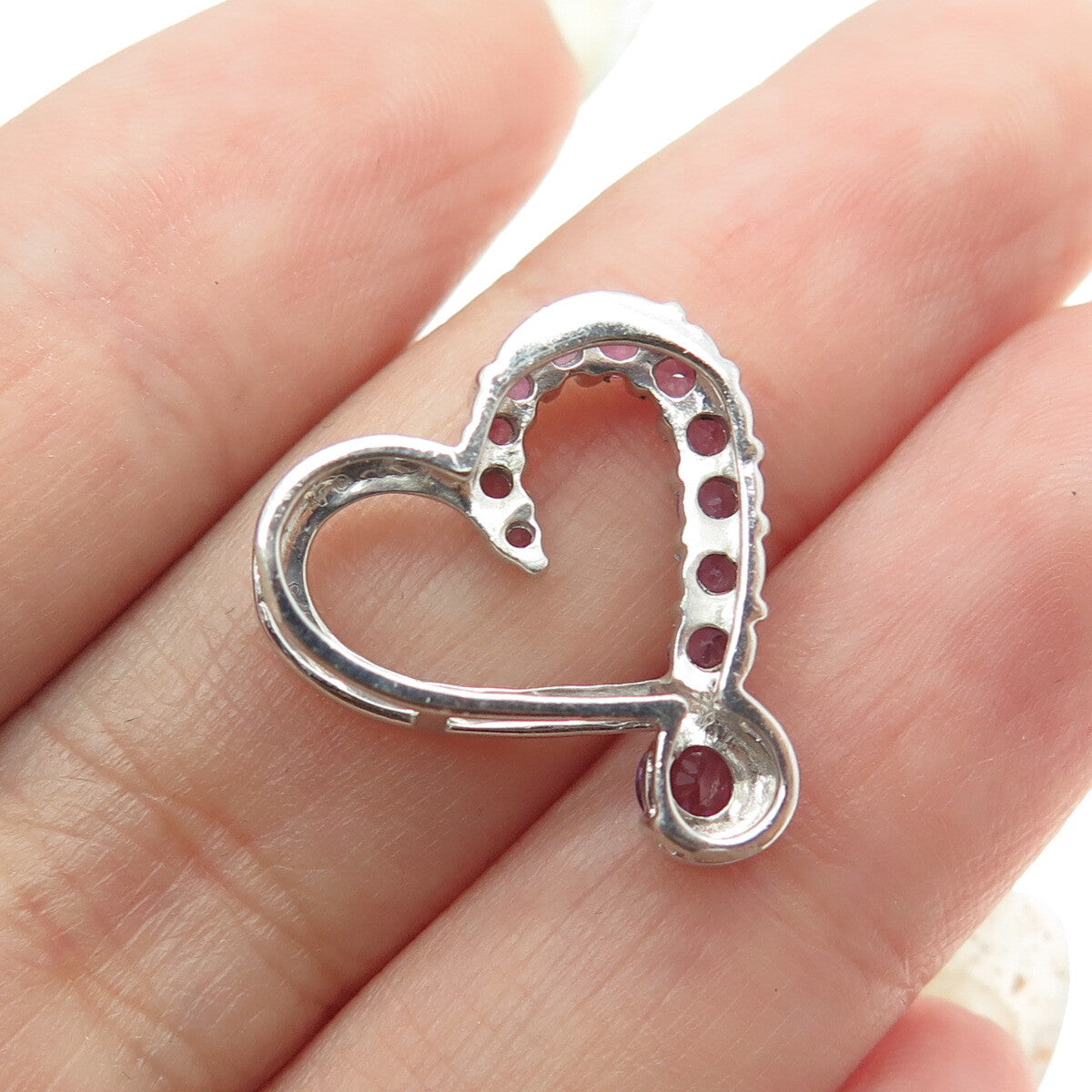 ALWAND VAHAN 925 Sterling Silver Real Amethyst Gemstone Open Heart Pendant