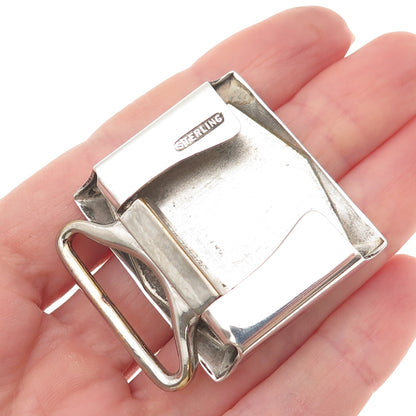 925 Sterling Silver Antique Art Deco Engraved Letter L Initial Belt Buckle