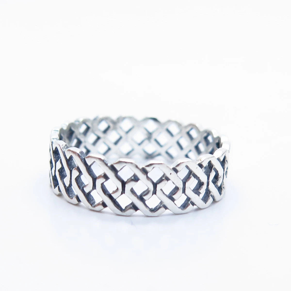 925 Sterling Silver Vintage Braided Band Ring Size 8 3/4