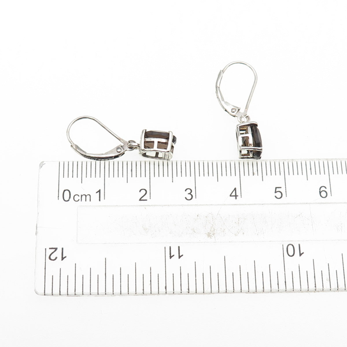 CHUCK CLEMENCY 925 Sterling Silver Real Smoky Quartz Dangle Earrings