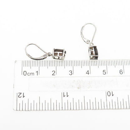 CHUCK CLEMENCY 925 Sterling Silver Real Smoky Quartz Dangle Earrings