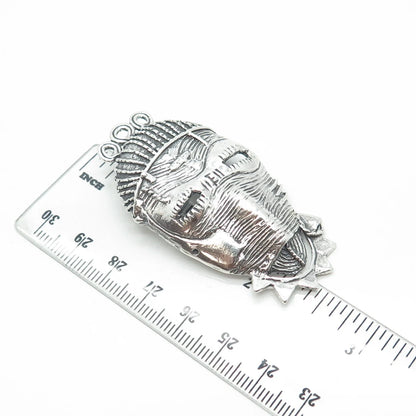 925 Sterling Silver Vintage Reproduction Tribal Face Mask Slide Pendant