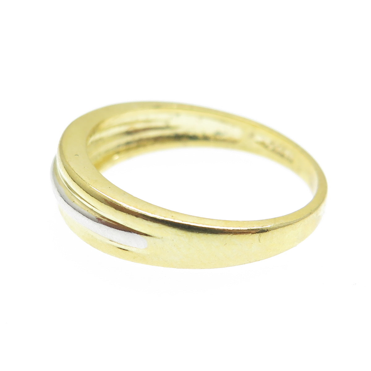 SMK 925 Sterling Silver 2-Tone Striped Ring Size 7.25