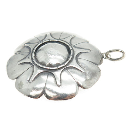 925 Sterling Silver Vintage Modernist Floral Pendant