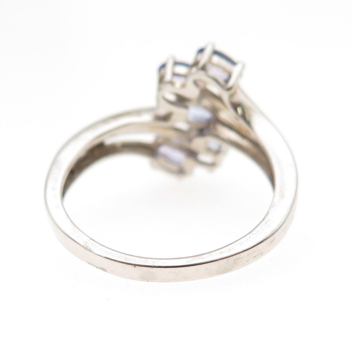 Chuck Clemency 925 Sterling Silver Real Oval-Cut Tanzanite Bypass Ring Size 8