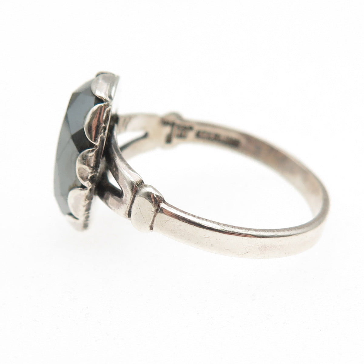 Bell Trading Post Old Pawn 925 Sterling Silver Vintage Hematite Ring Size 8.75