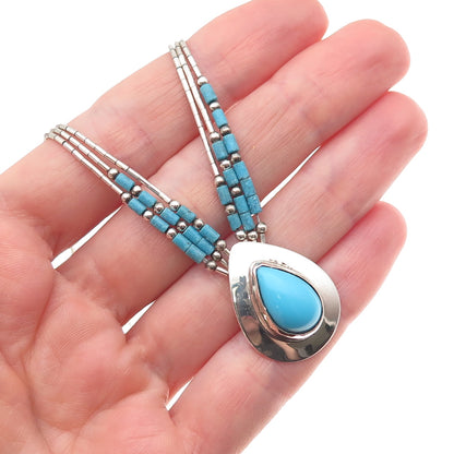 Sensa Eustace Zuni Old Pawn Sterling Vintage Turquoise Liquid Chain Necklace 18"