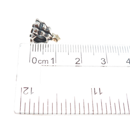 PANDORA 925 Sterling Silver & Gold Christmas Tree Slide Bead Charm