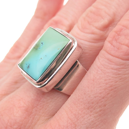 Kit Heath 925 Sterling Silver Vintage Real Turquoise Modernist Ring Size 7.5
