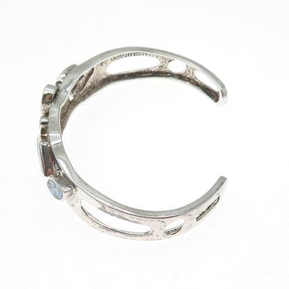 WHITNEY KELLY 925 Sterling Silver Vintage Real Opal Inlay Adjustable Bracelet 7"