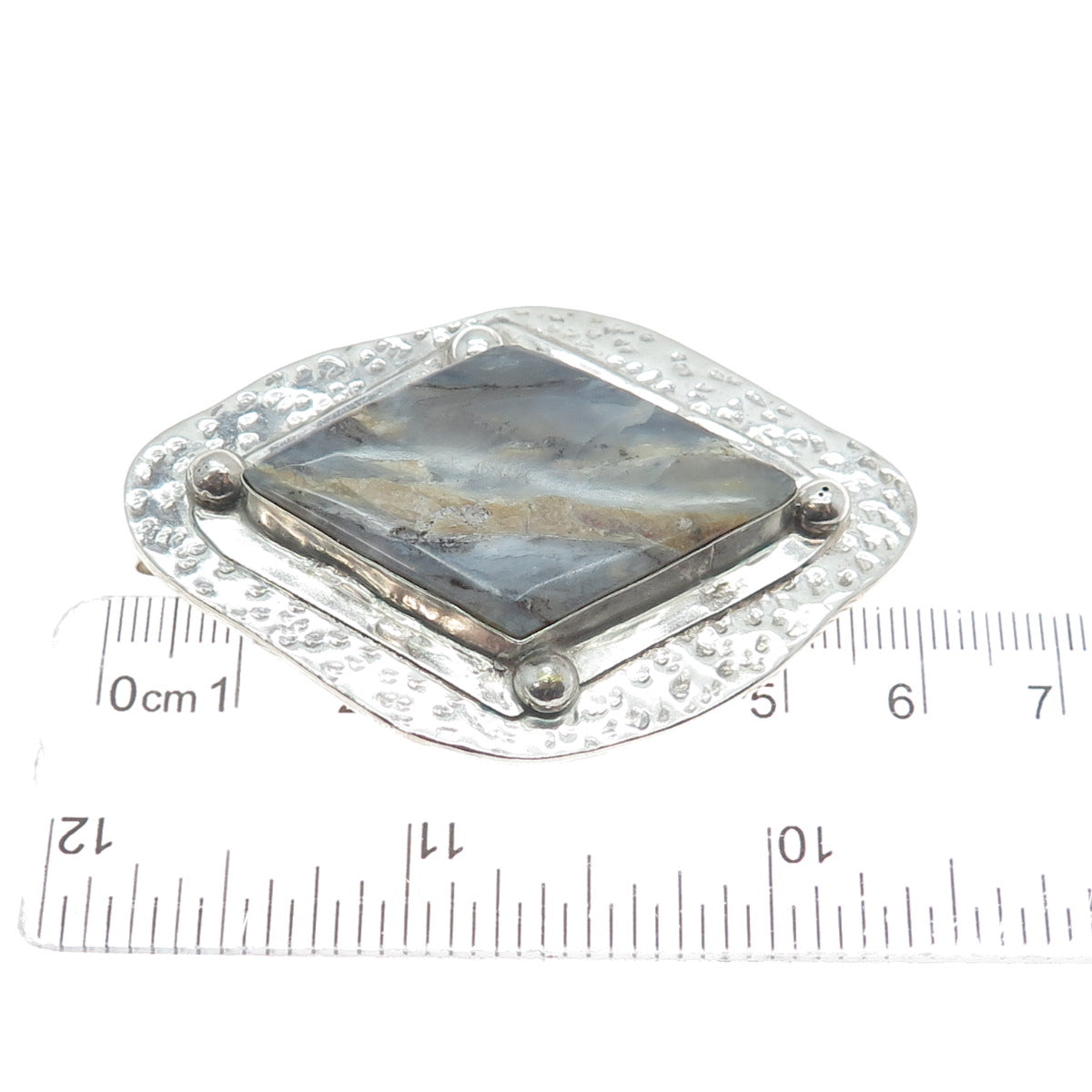 KOBI ROTH 950 Silver Vintage Israel Real Agate Modernist Pendant