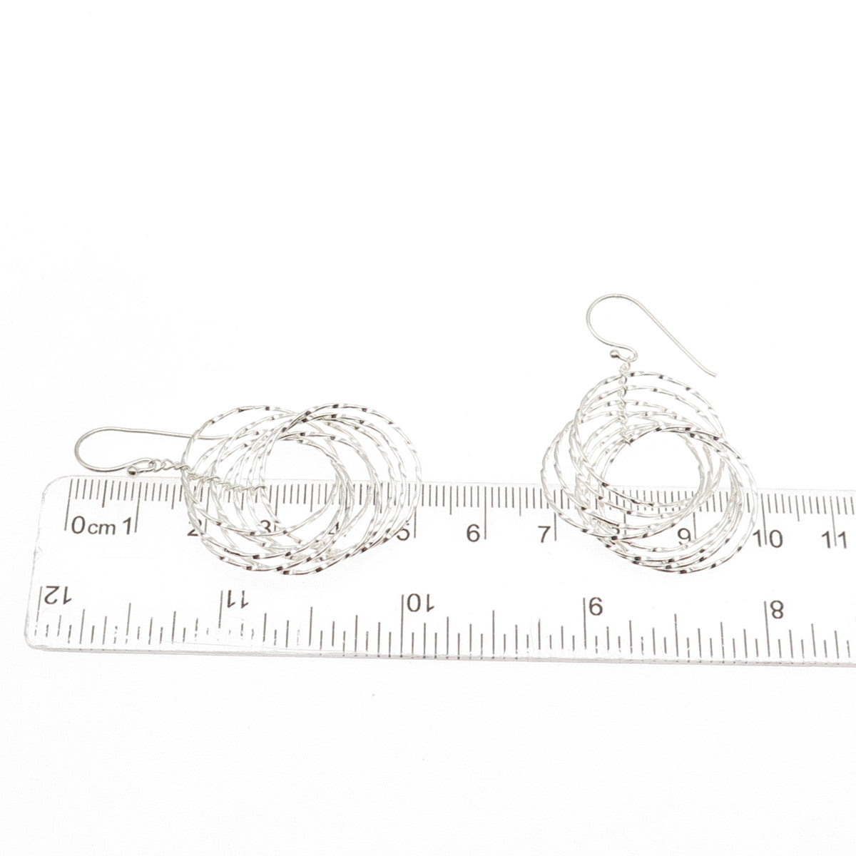925 Sterling Silver Interlocked Circle Dangle Earrings
