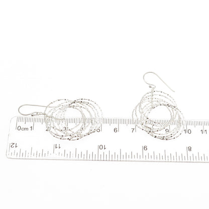 925 Sterling Silver Interlocked Circle Dangle Earrings