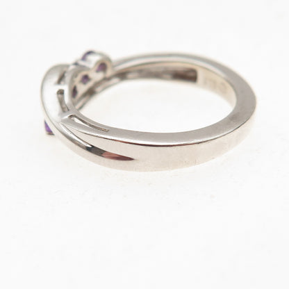 Heng Ngai 925 Sterling Silver Vintage Real Round-Cut Amethyst Ring Size 6.25