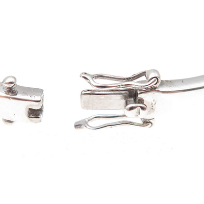 Dia 925 Sterling Silver Real Diamond Open Heart Bangle Bracelet 6.75"