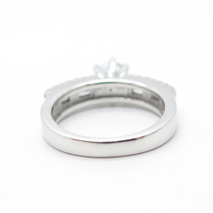 925 Sterling Silver Round-Cut Shaped White C Z Engagement Ring Size 4.75
