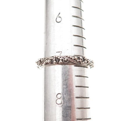 Lois Hill 925 Sterling Silver Vintage Granulated Scroll Band Ring Size 7.25