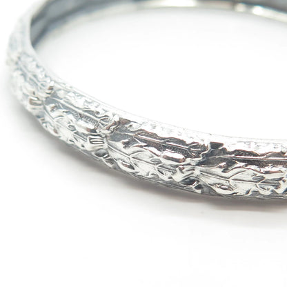 925 Sterling Silver Vintage Ornate Bangle Bracelet 7.5"