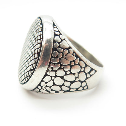 925 Sterling Silver Vintage Cage Pebble Wide Ring Size 8.75