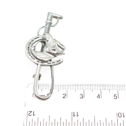 925 Sterling Silver Antique Art Deco Clover Horse Club Stirrup Pin Brooch