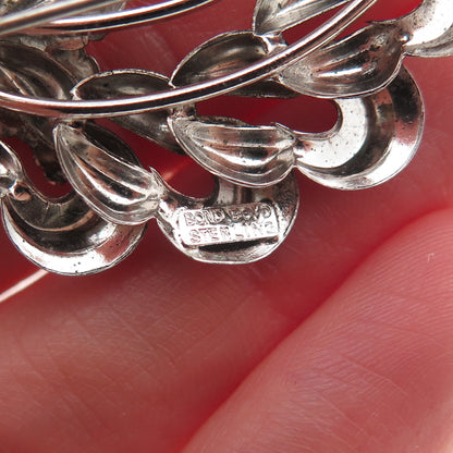 BOND BOYD 925 Sterling Silver Vintage Floral Oxidized Pin Brooch