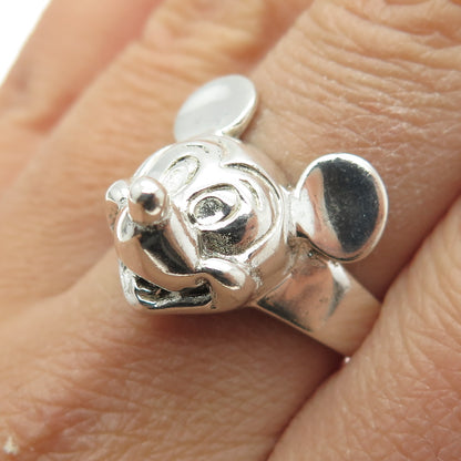 DISNEY 925 Sterling Silver Vintage Mickey Mouse Ring Size 9.5