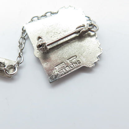 925 Sterling Silver Vintage Enamel "Student Council 1956-57" Pin Brooch