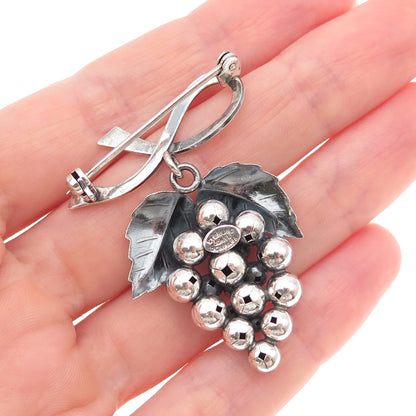 John Lauritzen 925 Sterling Silver Antique Art Deco Denmark Grape Pin Brooch