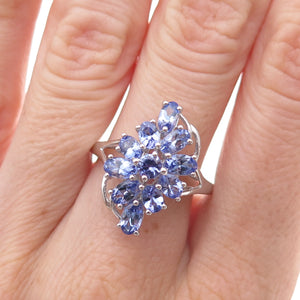 Chuck Clemency 925 Sterling Silver Real Oval & Round-Cut Tanzanite Ring Size 8