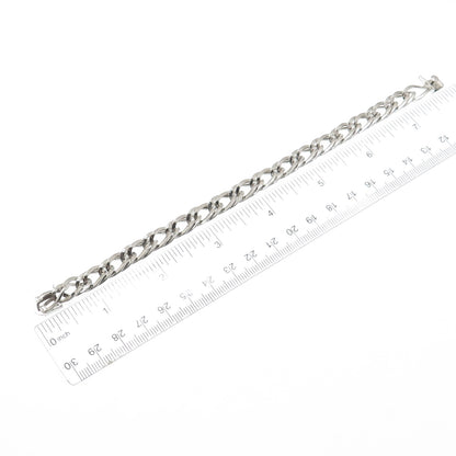925 Sterling Silver Antique Art Deco Double Curb Link Bracelet 6.75"