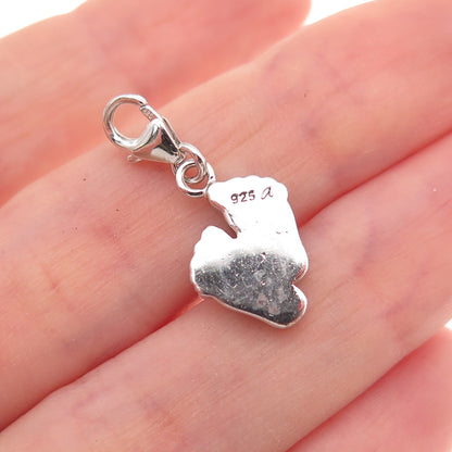 925 Sterling Silver Enamel Baby Foot Lobster Lock Charm Pendant