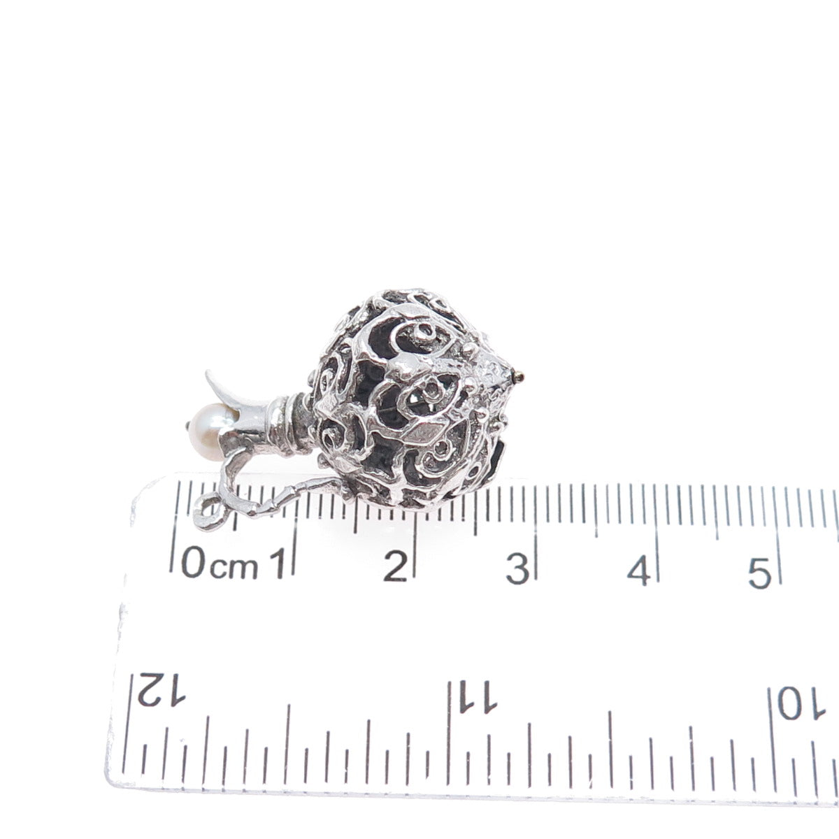 925 Sterling Silver Antique Art Deco Real Pearl Pitcher 3D Charm Pendant