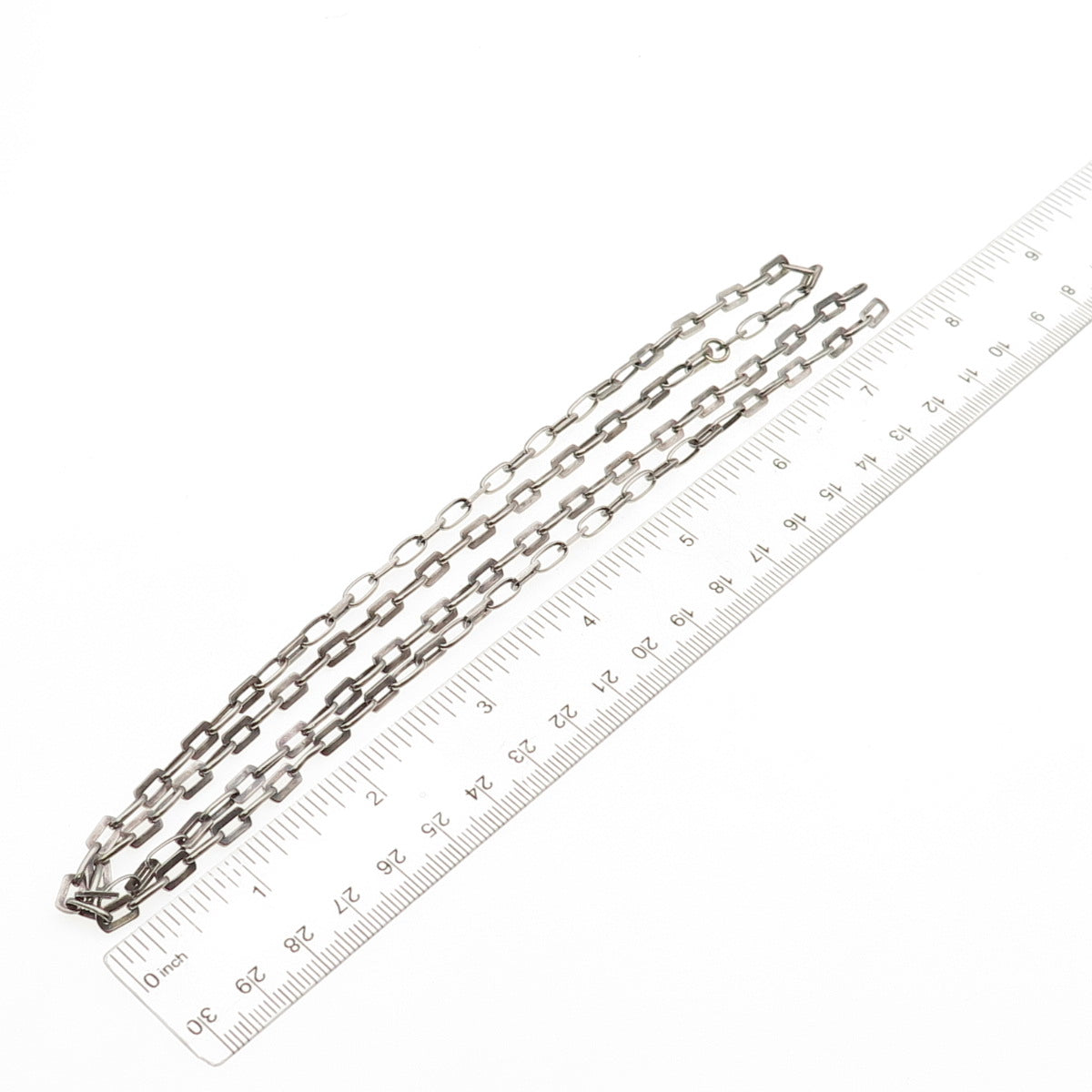 925 Sterling Silver Vintage Italy Oval & Blade Chain Necklace 32" (missing lock)