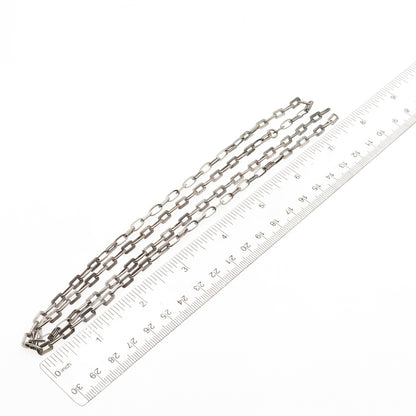 925 Sterling Silver Vintage Italy Oval & Blade Chain Necklace 32" (missing lock)