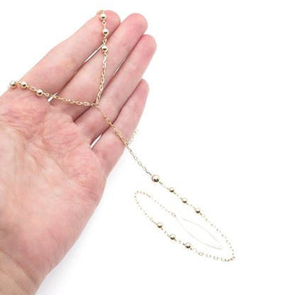 925 Sterling Silver Gold Plated Petal Beaded Belly Chain Necklace 20-22"